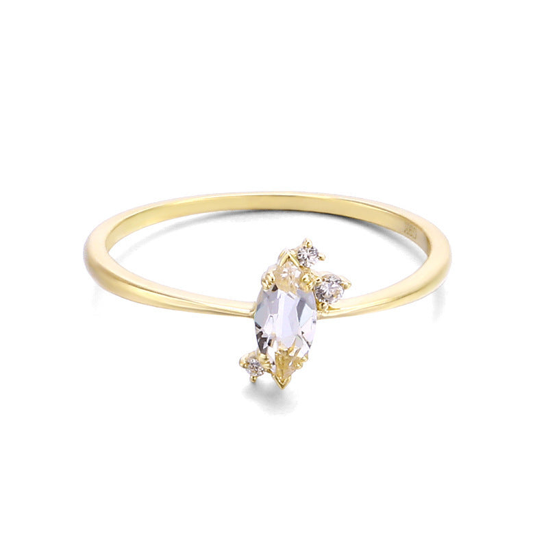 9K Goldring Lina mit energieweißem Kristall-Zirkon-Ring