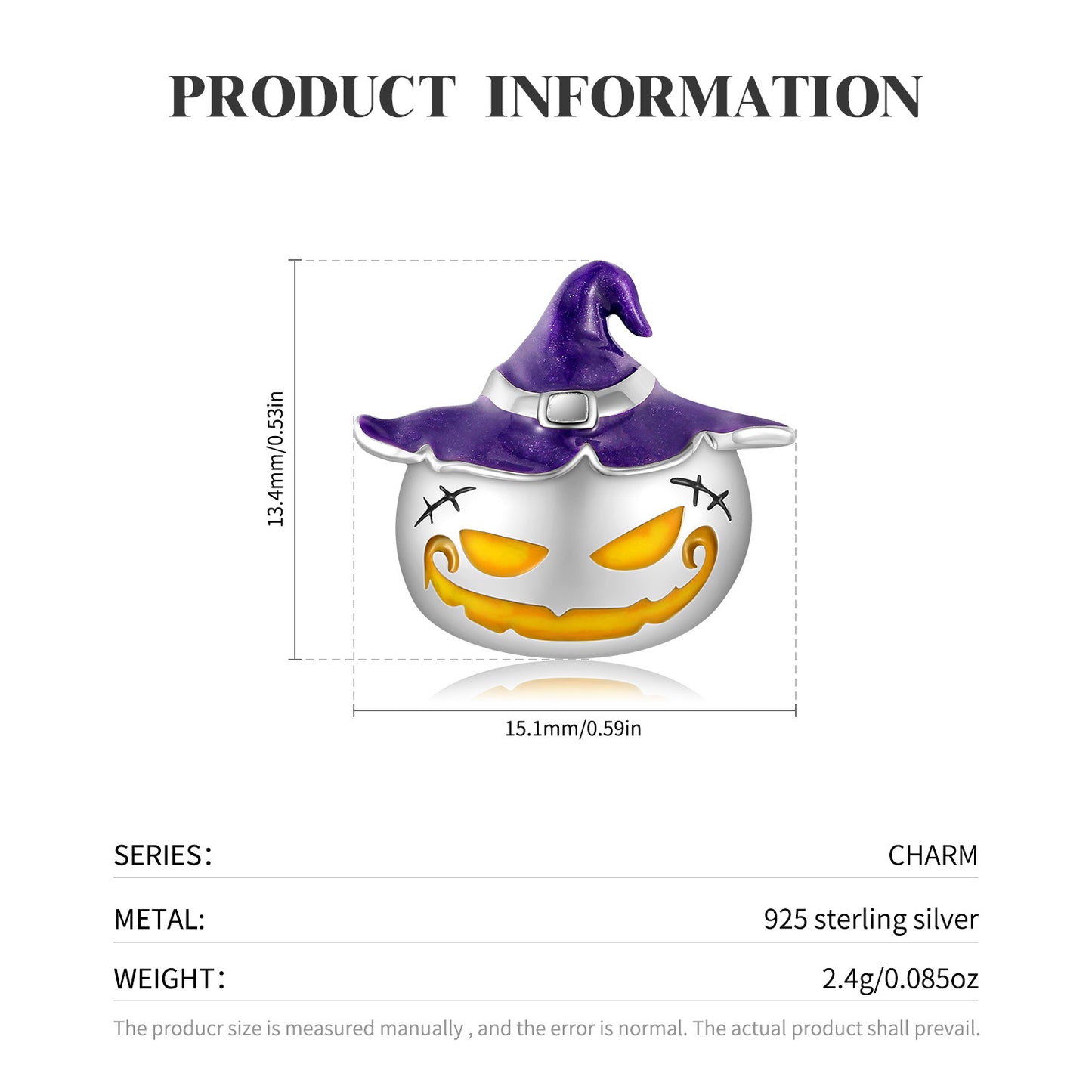 Hexenhut-Kürbis Charm Halloween