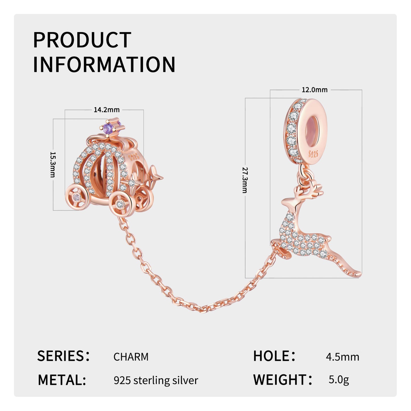 Rentier-Gespann Charm für Weihnachten