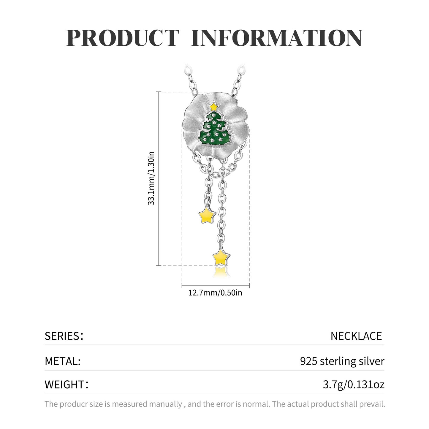 Silberkette Baum-im-Kranz für Weihnachten