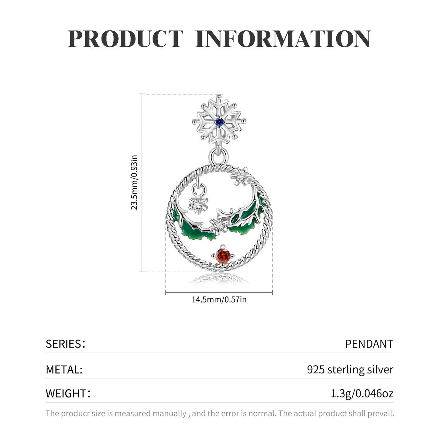 Silberkette Schneekugel für Weihnachten
