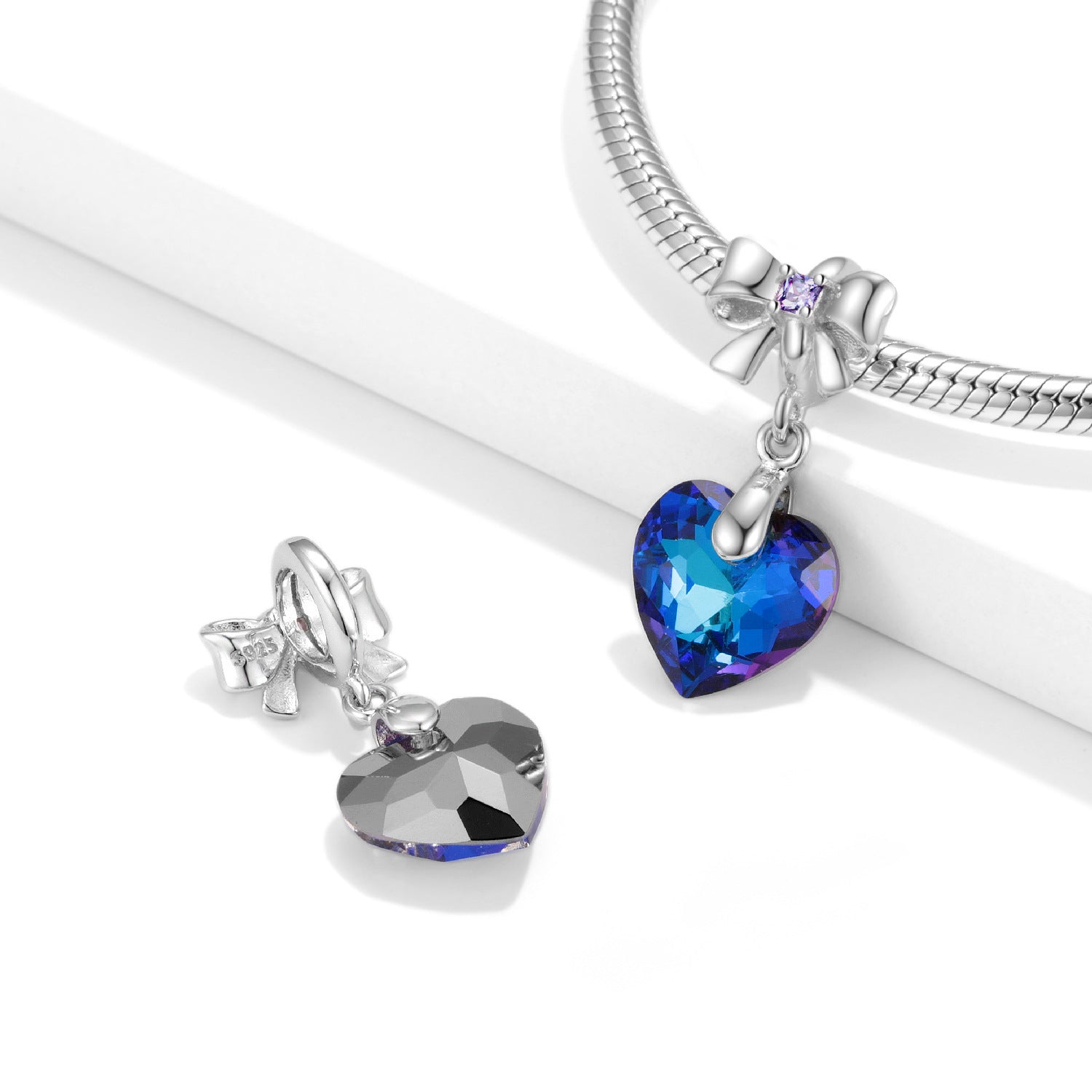 Blaues Kristallherz Charm