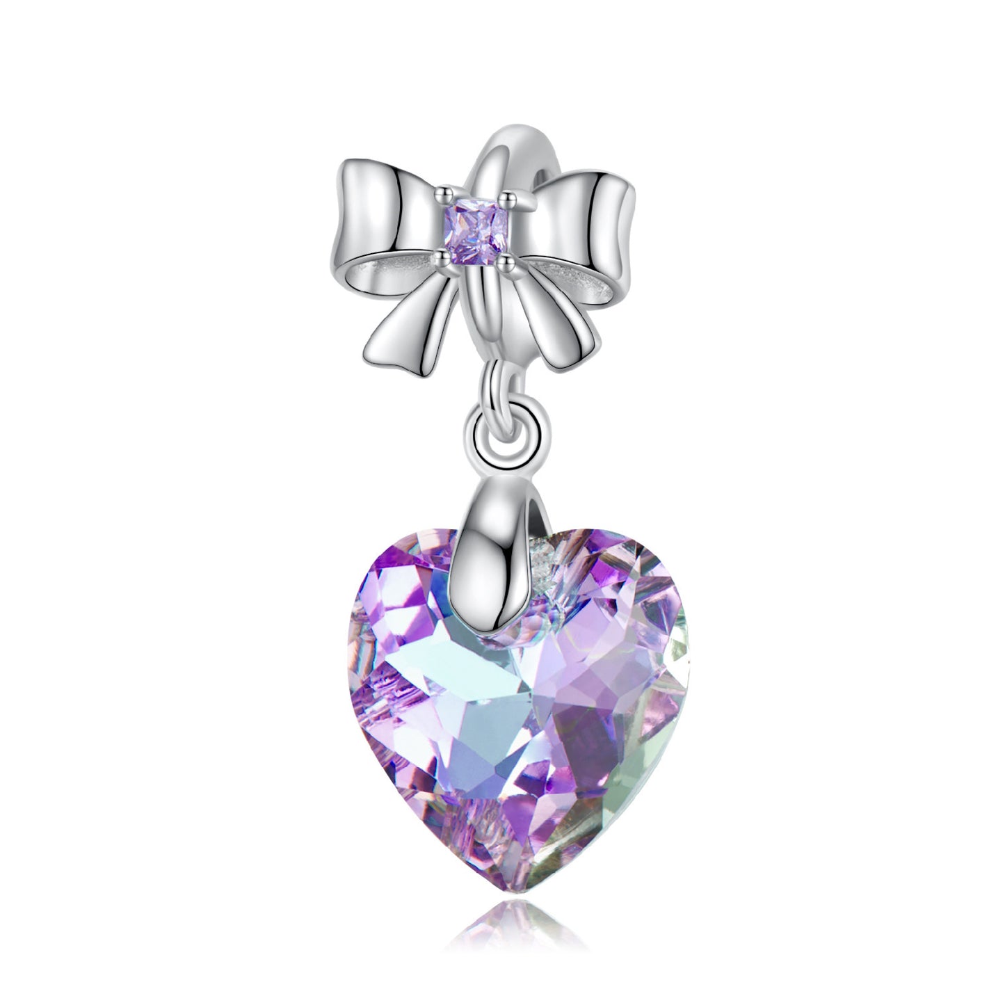 Lila Kristallherz Charm