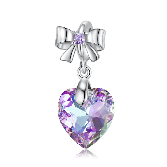 Lila Kristallherz Charm