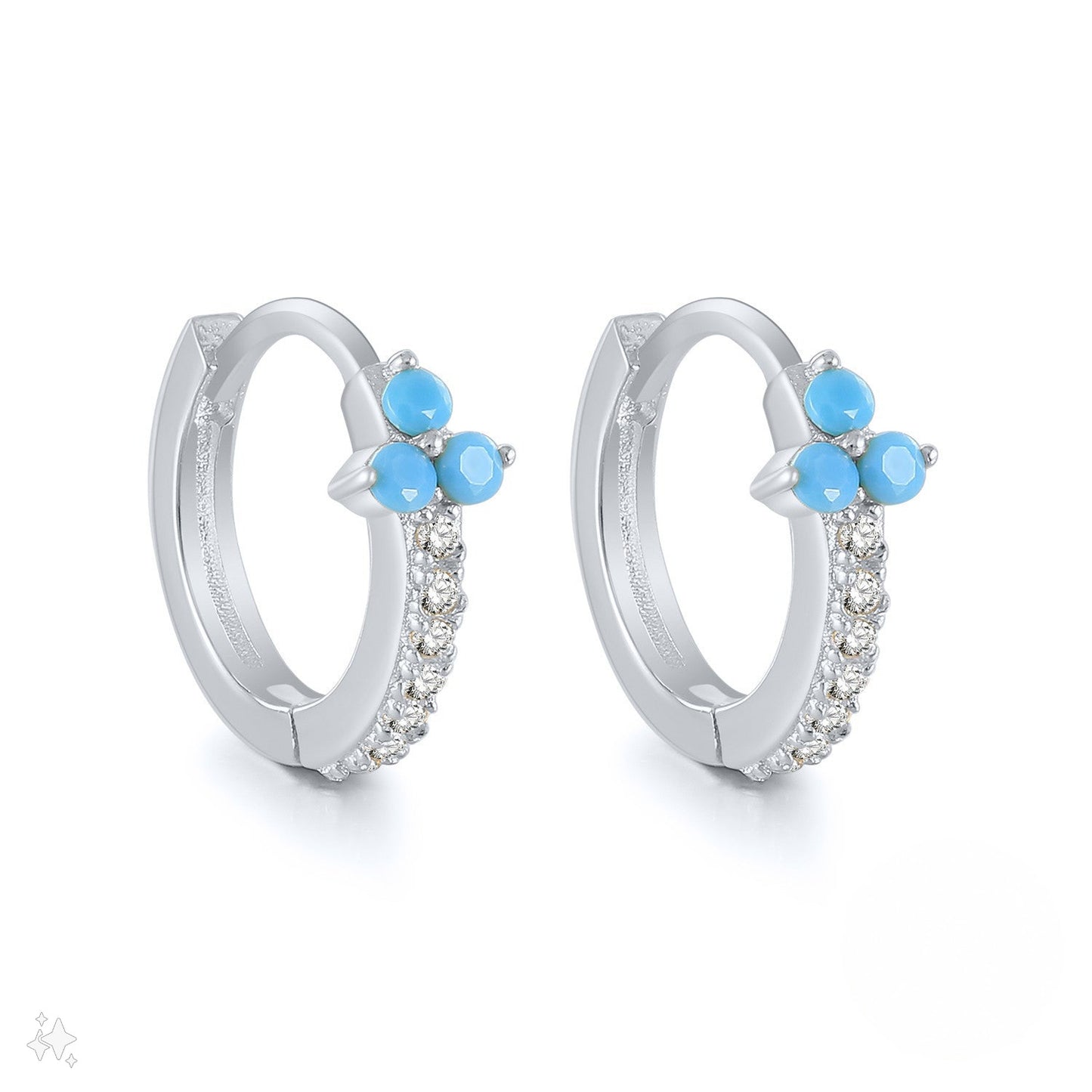 Silber Ohrring Sadie - Silber mit blauem Diamant