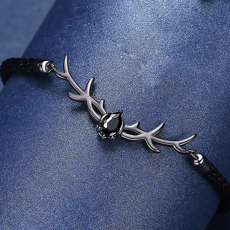 Silberarmband Hirschzauber Schwarz
