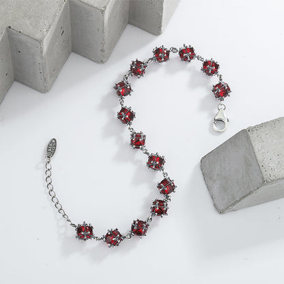 Silberarmband Rubin Kugel