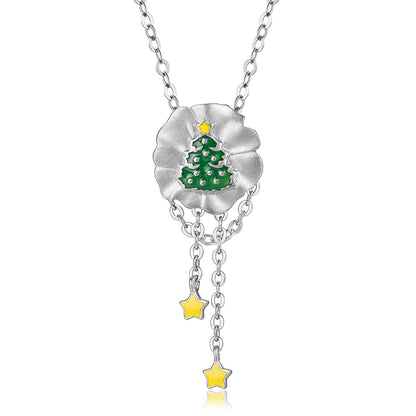 Silberkette Baum-im-Kranz für Weihnachten