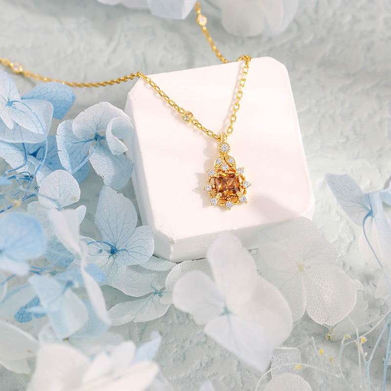 Silberkette Bernstein-Tropfen für Weihnachten