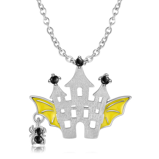 Silberkette Geisterschloss Halloween