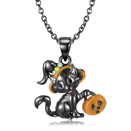 Silberkette Halloweenkatze Halloween