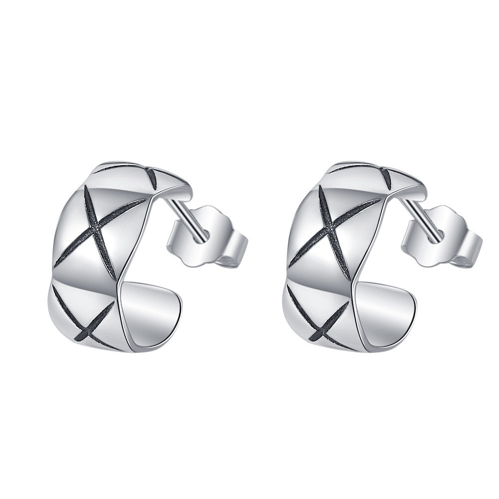 Silberohrring Gitter