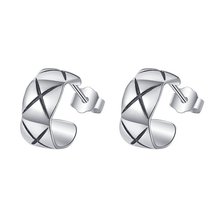 Silberohrring Gitter
