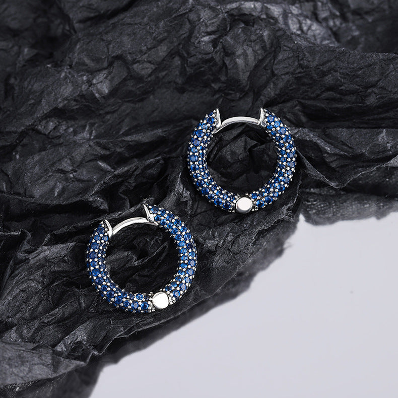  Silberohrring Kreolen Blau