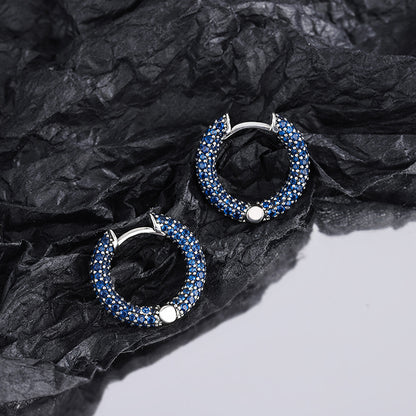  Silberohrring Kreolen Blau