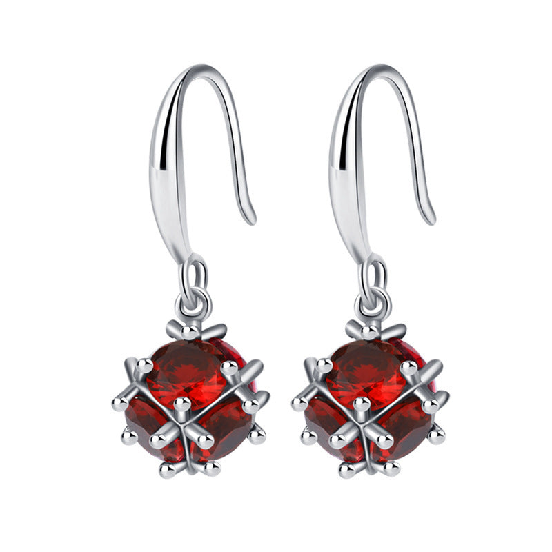 Silberohrring Rubin Rot