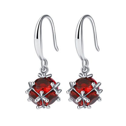 Silberohrring Rubin Rot