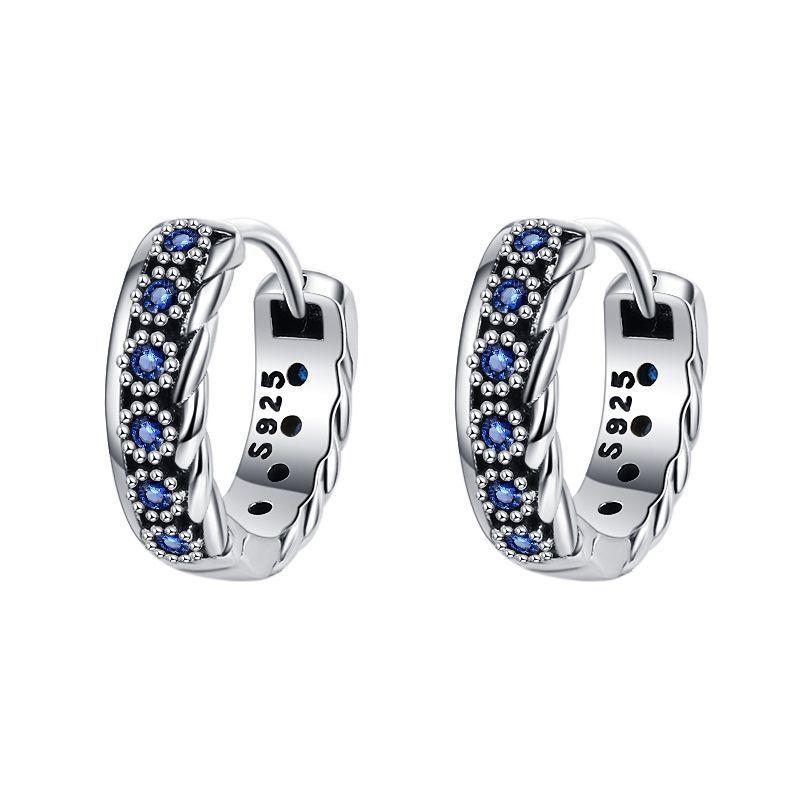 Silberohrring Saphir