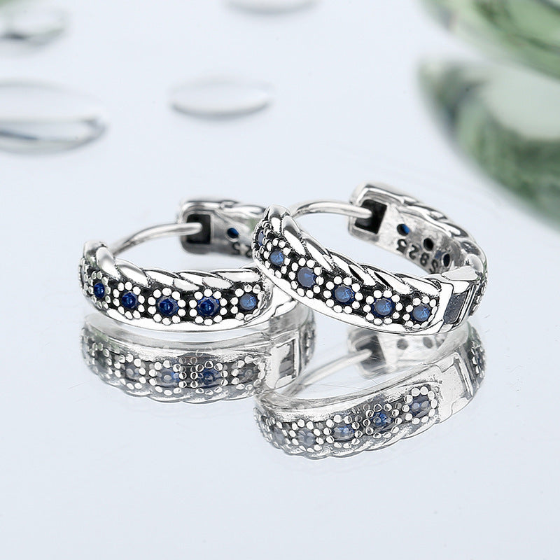Silberohrring Saphir