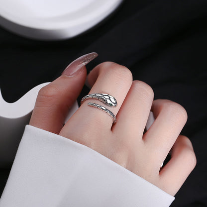 Silberring Schlange am Finger